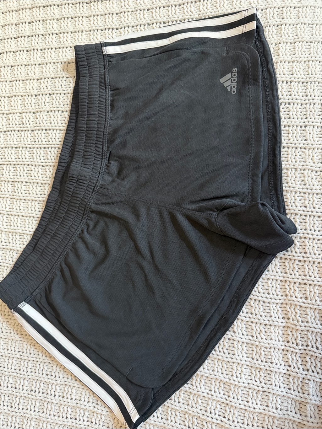 Women Adidas Black Shorts With White Triple Stripes